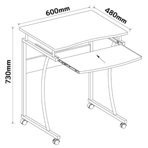 Biurko komputerowe mobilne Techly 600x480mm czarne-14822999