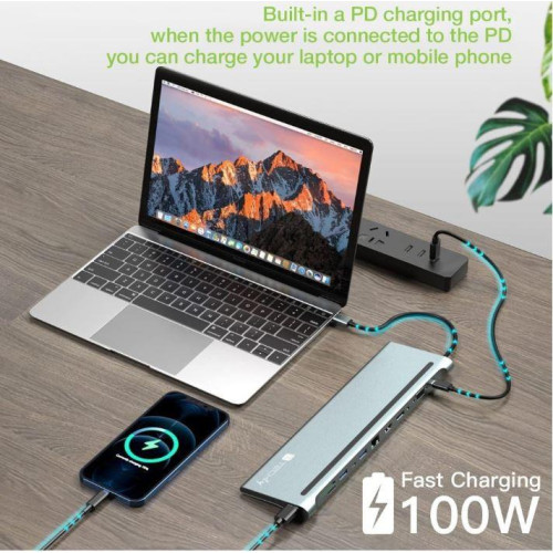 Stacja dokująca notebook USB-C na HDMI/DP/VGA/USB-A/RJ45/SD/USB-C PD-14823139