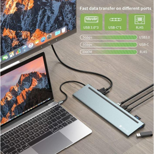 Stacja dokująca notebook USB-C na HDMI/DP/VGA/USB-A/RJ45/SD/USB-C PD-14823140