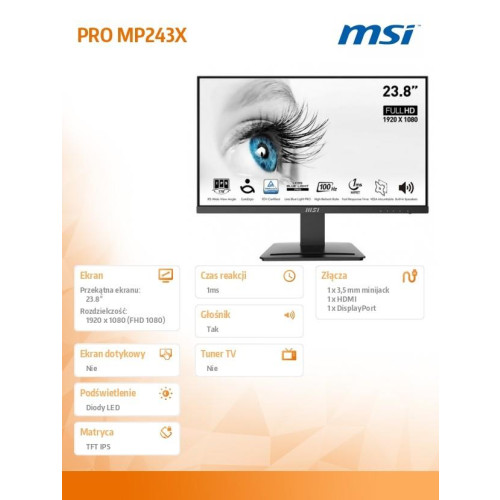 Monitor PRO MP243X 24 cale/LED/FHD/Flat/100Hz/Black-14823942
