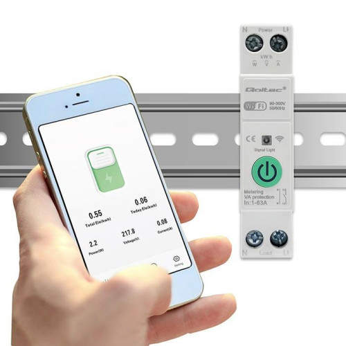 Przekaźnik Wi-Fi 63A na szynę DIN z licznikiem energii elektrycznej | TUYA | SMART LIFE-14824501