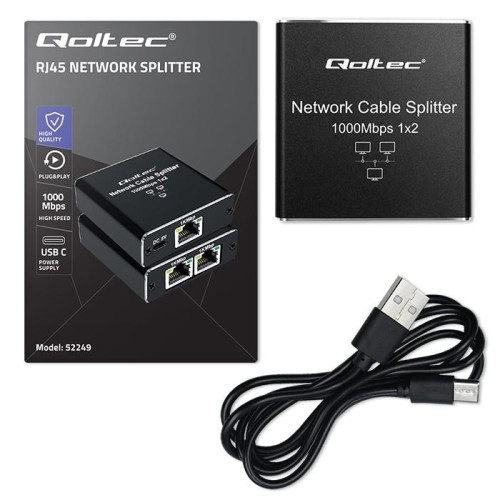 Rozdzielacz Splitter mini SWITCH 1x2 port RJ45 | 1000Mbps | USB-C| Aluminium-14824575