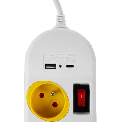 Przedłużacz 4 gniazda 1.5m, USB A/C MCE508 W-14826316