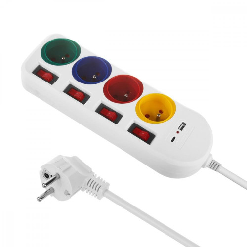 Przedłużacz 4 gniazda 1.5m, USB A/C MCE508 W-14826319