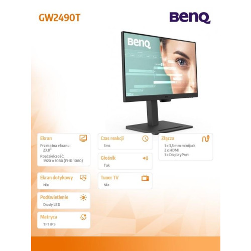 Monitor 24 cale GW2490T LED 4ms/1300:1/IPS/HDMI/GL-14826379