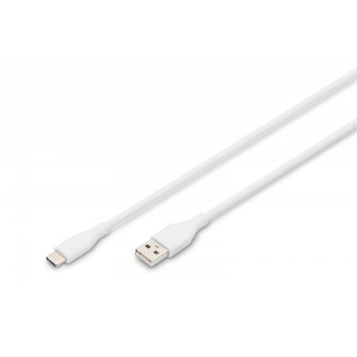 Kabel połączeniowy silikonowy USB-A - USB-C, USB 2.0 60W, 2m Biały