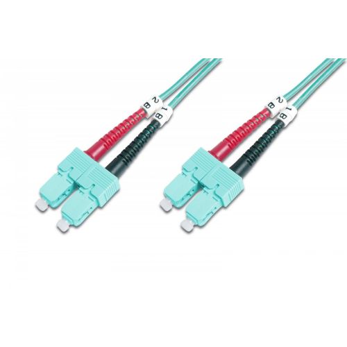 Patch cord światłowodowy FO SC-SC MM 50/125 OM3 duplex LSOH 1m, turkusowy