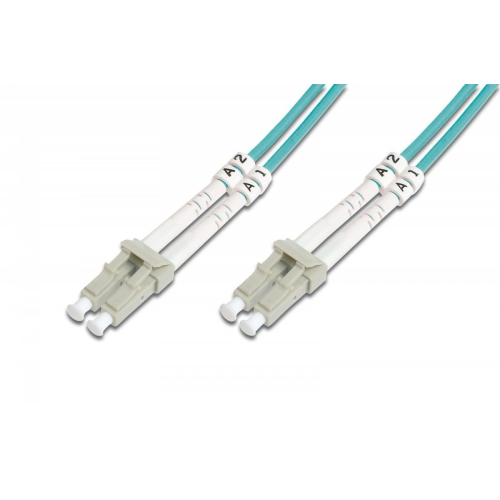 Patch cord światłowodowy FO LC-LC MM 50/125 OM3 duplex LSOH 15m Turkusowy