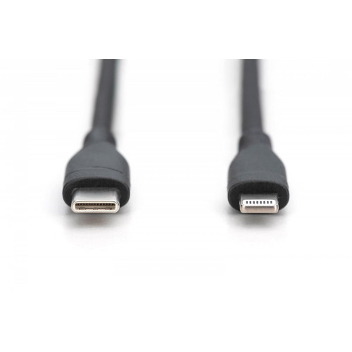 Kabel połączeniowy silikonowy USB-C - Lightning, USB 2.0 60W, certyfikat MFI, 1m Czarny-14827891