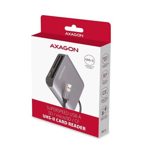 Axagon CRE-S3 External card reader USB-A 3.2 Gen 1 3-slot & lun SD/microSD/CF czytnik kart USB 3.2 Gen 1 (3.1 Gen 1) Typ