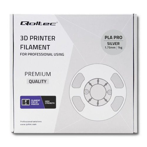 Qoltec 50673 materiały drukarskie 3D Kwas polimlekowy (PLA) Srebrny 1 kg-14853314