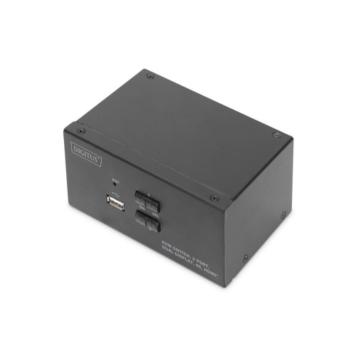 Digitus Przełącznik KVM, 2-portowy, podwójny wyświetlacz, 4K, HDMI®