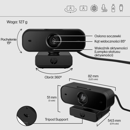 Kamera HP 430 Full HD Webcam USB czarna 77B11AA-14984608