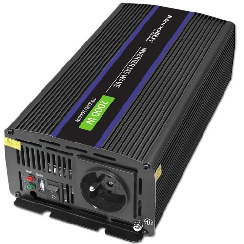 Qoltec Przetwornica napięcia Monolith 2000 MS Wave | 12V na 230V | 1000/2000W | USB-14997431