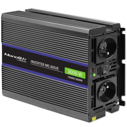 Qoltec Przetwornica napięcia Monolith 3000 MS Wave | 12V na 230V | 1500/3000W | USB-14997466
