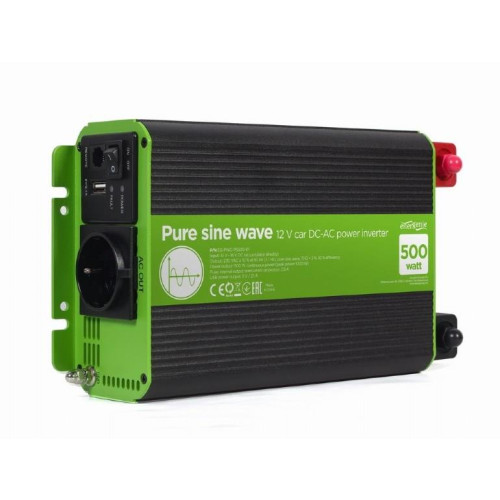 EnerGenie EG-PWC-PS500-01 adapter zasilający/ inwentor Automatyczna 500 W Czarny, Zielony-14997478