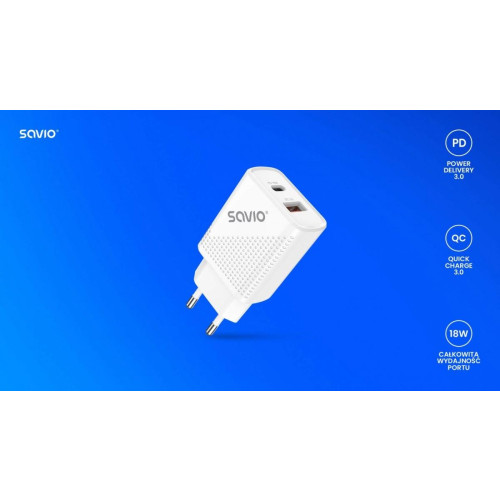 Ładowarka sieciowa USB Quick Charge Power Delivery 3.0 18W +1m kabel USB typ C, LA-05 C-15032251