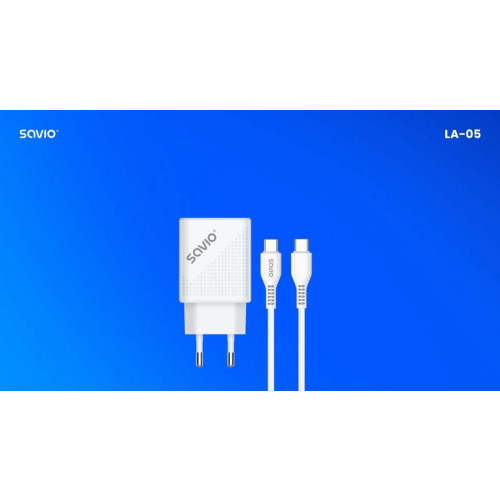 Ładowarka sieciowa USB Quick Charge Power Delivery 3.0 18W +1m kabel USB typ C, LA-05 C-15032252