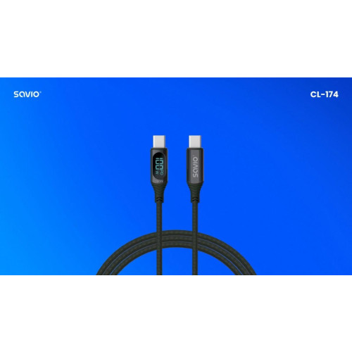 Kabel USB - USB C z wyświetlaczem, 100W, CL-174-15032446