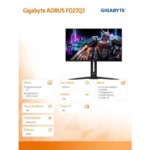 Monitor 27 cali FO27Q3 OLED 0,03/USB-C/HDMI/DP-15033987