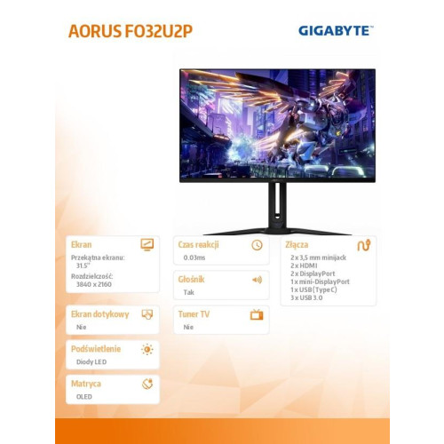 Monitor 31,5 cala FO32U2P OLED 0,03MS UHD 240HZ 4K-15033988