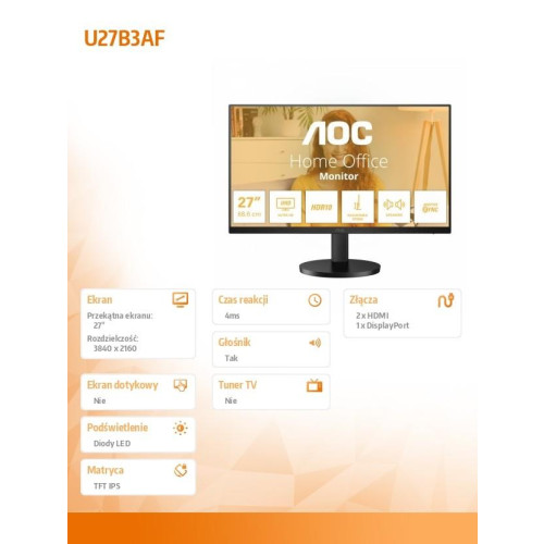 Monitor U27B3AF 27 cali IPS 4K HDMIx2 DP HAS Głośniki-15034090