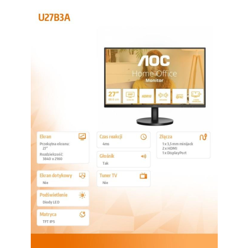 Monitor U27B3A 27 cali IPS 4K HDMIx2 DP Głośniki-15034091