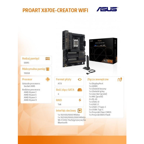 Płyta główna PROART X870E-CREATOR WI FI AM5 4DDR5 HDMI/USB-C-15034902