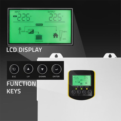Hybrydowy inwerter solarny Off-Grid 2.5kVA | 2.5kW | 100A | MPPT | LCD | BMS | Sinus-15035047