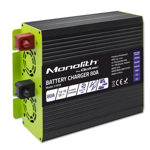 Inteligentna ładowarka do akumulatorów LiFePO4 AGM GEL SLA | 80A | 12V-15036305