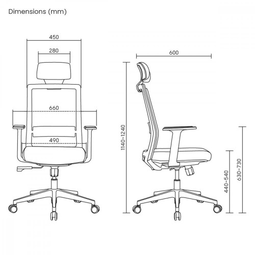 Fotel biurowy premium ergonomiczny ER-425 z wysokim oparciem, max 150 kg, regulowany-15038690