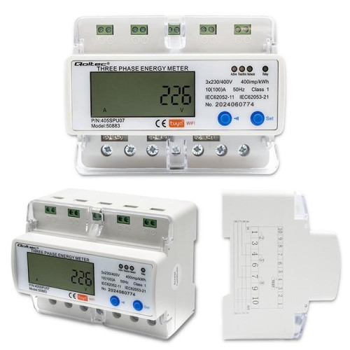 Trójfazowy elektroniczny licznik | miernik zużycia energii na szynę DIN | 400V | LCD | Wi-Fi-15038867