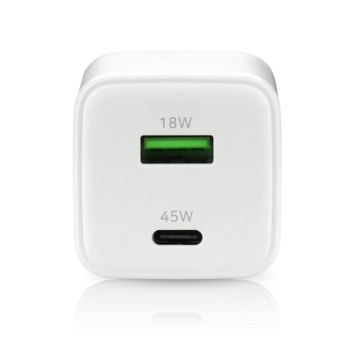 Ładowarka sieciowa GaN 1X USB, 1X USB-C 45W QC4+ PD Biała-15040777