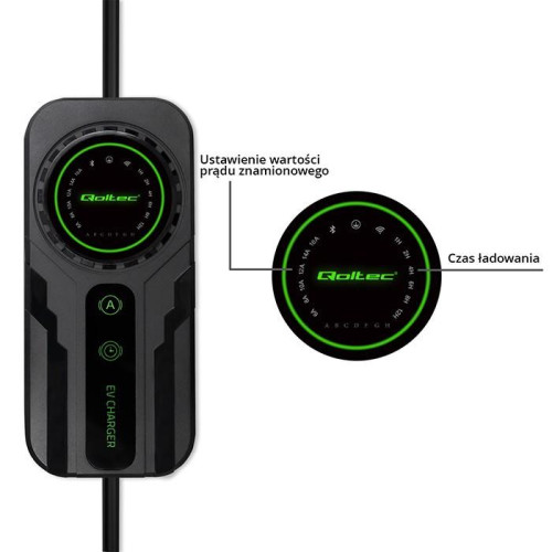 Mobilna ładowarka do samochodu elektrycznego EV z regulacją 2w1 Typ2 | Schuko | 3.5kW | 230V | LCD | Przenośna | Wal