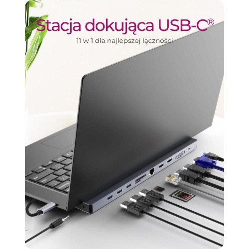 Stacja dokująca IB-DK2106a-CPD 11 w 1, 2x HDMI, 1x VGA, LAN, czytnik kart, 3x USB, 100W PD-15041568