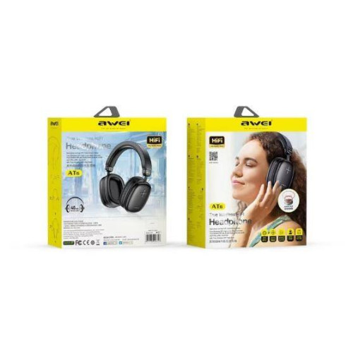 Słuchawki Bluetooth nauszne AT6 Czarne-15042155