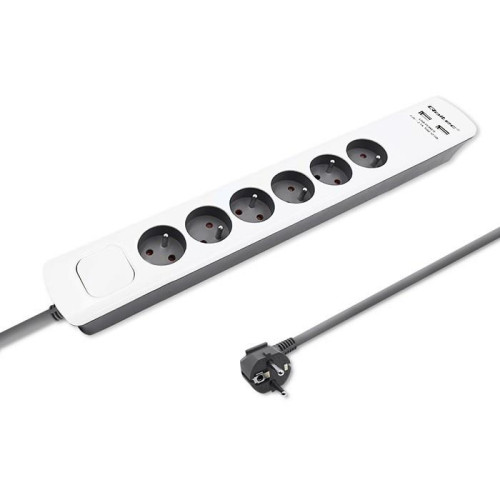 QOLTEC LISTWA ZASILAJĄCA ANTYPRZEPIĘCIOWA | 6 GNIAZD | 2 X USB | 1.8M | BIAŁO-SZARA-15052522