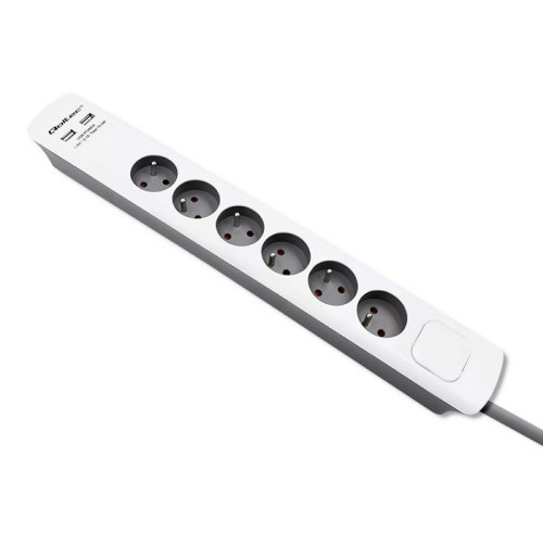 QOLTEC LISTWA ZASILAJĄCA ANTYPRZEPIĘCIOWA | 6 GNIAZD | 2 X USB | 1.8M | BIAŁO-SZARA-15052531