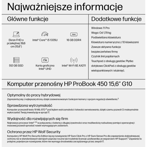 HP ProBook 450 G10 i5-1335U 15,6”FHD AG IPS 16GB SSD512 IrisXe ALU W11Pro 3Y OnSite-15053107