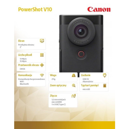 Zaawansowany zestaw do vlogowania PowerShot V10 Advanced Vlogging czarny 5947C006-15065438