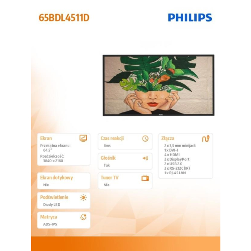 Monitor wielkoformatowy 65BDL4511D 65 cali Public Display-15066392