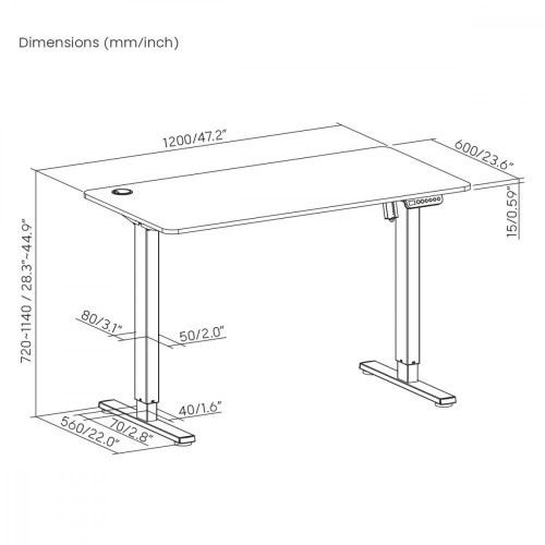 Biurko elektryczne Ergo Office ER-451 120x60 cm, regulacja 77-114cm wysokość-15066885