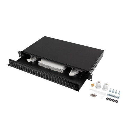 Przełącznica światłowodowa LANBERG 24xSC Duplex / 24xLC Quad Rack 19" 1U czarna + akcesoria