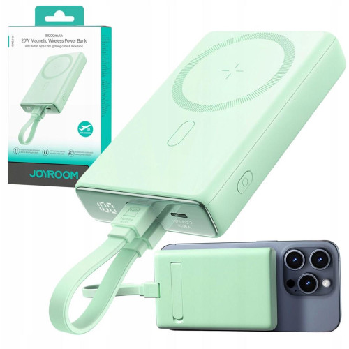 Powerbank Joyroom JR-PBM01 10000mAh 20W 1x USB-C 2x Lightning zielony + kabel-15104374