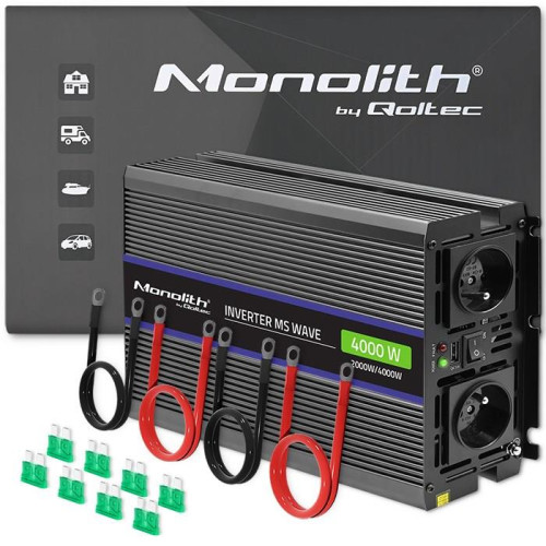 Qoltec Przetwornica napięcia Monolith 4000 MS Wave 51928, 12V na 230V, 2000/4000W, USB-14153884