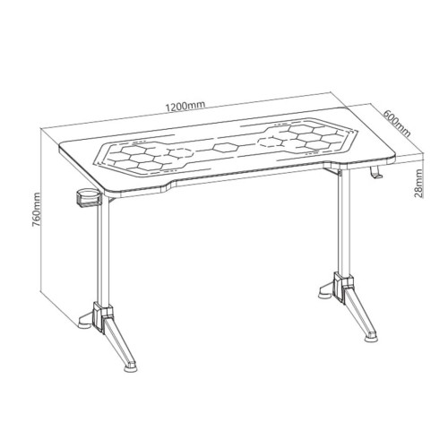 Biurko gamingowe RGB Led NanoRS, czarne, duże, 100kg max, wysokość 760mm, RS163-15141282