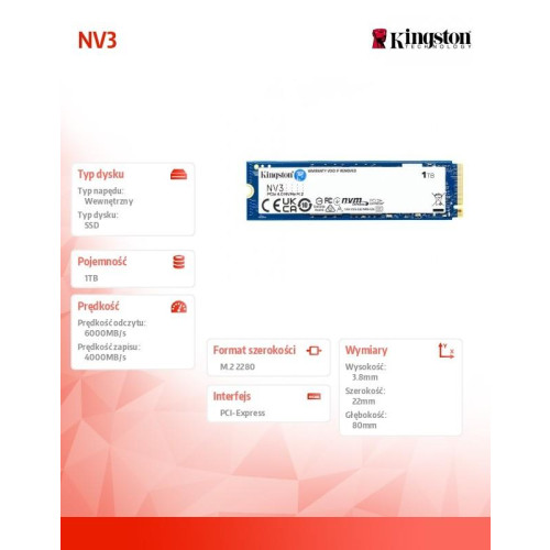 Dysk SSD NV3 1TB M.2 2280 PCI-e 4.0 NVMe 6000/4000-15167366