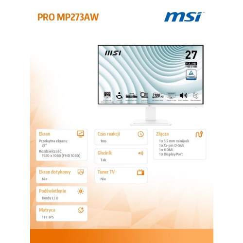 Monitor PRO MP273AW 27 cali LED/FHD/Flat/100Hz/White-15167502