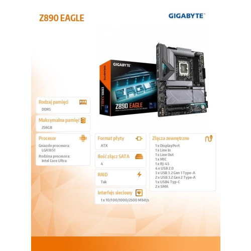 Płyta główna Z890 EAGLE s1851 4DDR5 DP/TB4 ATX-15167624