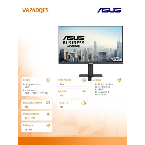 Monitor 24 cale VA24DQFS IPS FHD 100Hz HDMI VGA-15167746